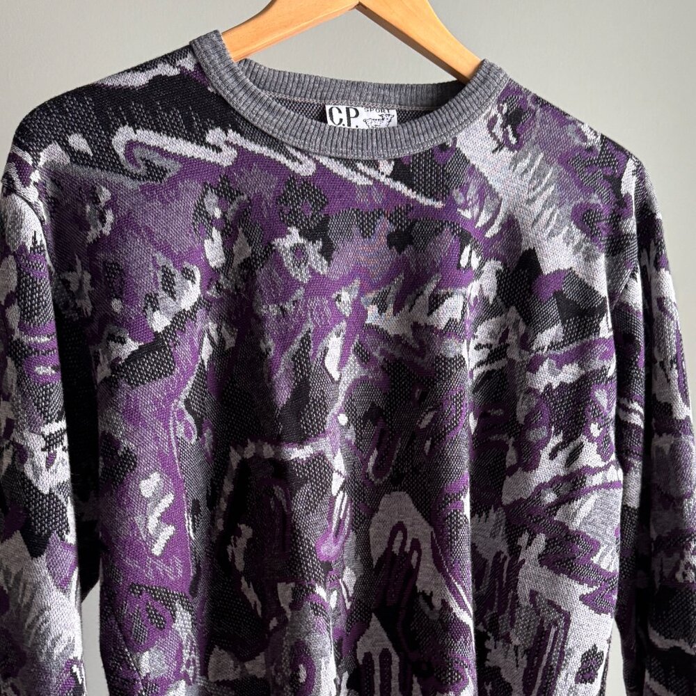 Abstract Gray/Purple Sweater Vintage C.P. Top